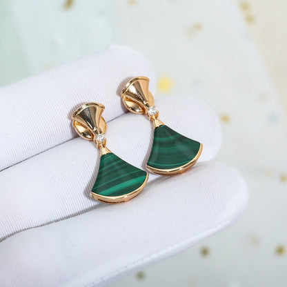 [Rose Jewels]DREAM MALACHITE PINK GOLD EARRINGS