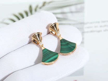 [Rose Jewels]DREAM MALACHITE PINK GOLD EARRINGS