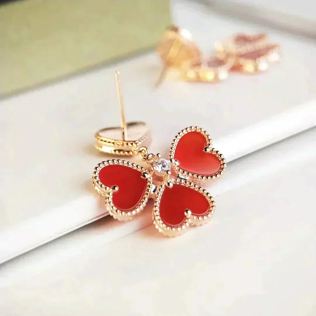 [ROSE]SWEET CLOVER CARNELIAN EARRINGS