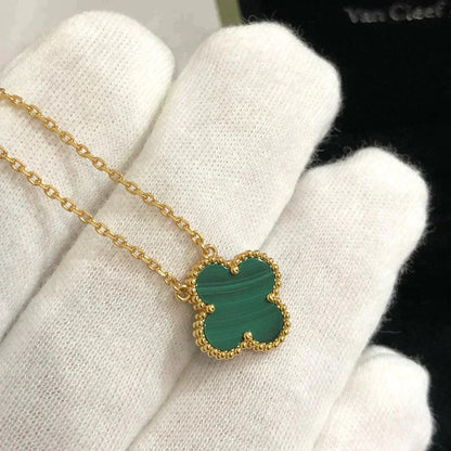 [ROSE]CLOVER 15MM MALACHITE SINGLE FLOWER  NECKLACE