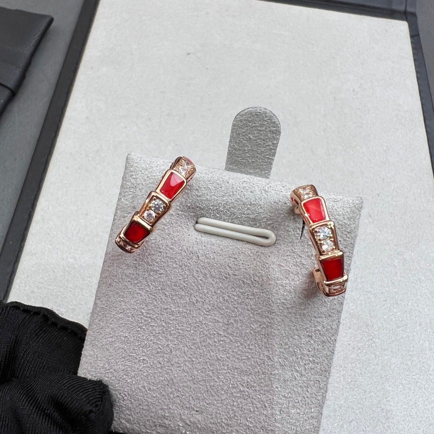 [Rose Jewels]SERPENTI CARNELIAN PINK GOLD EARRINGS