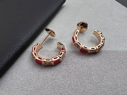 [Rose Jewels]SERPENTI CARNELIAN PINK GOLD EARRINGS