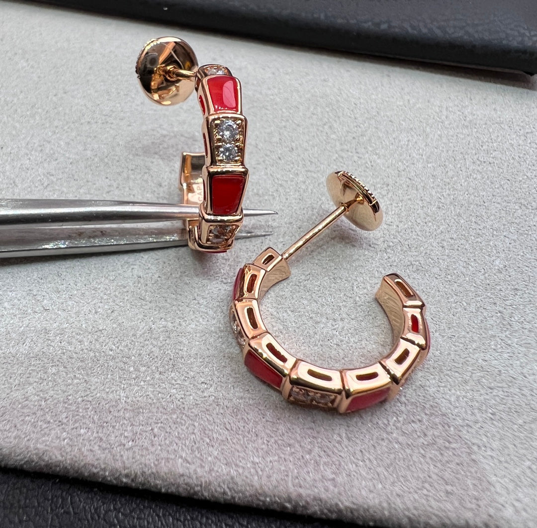 [Rose Jewels]SERPENTI CARNELIAN PINK GOLD EARRINGS