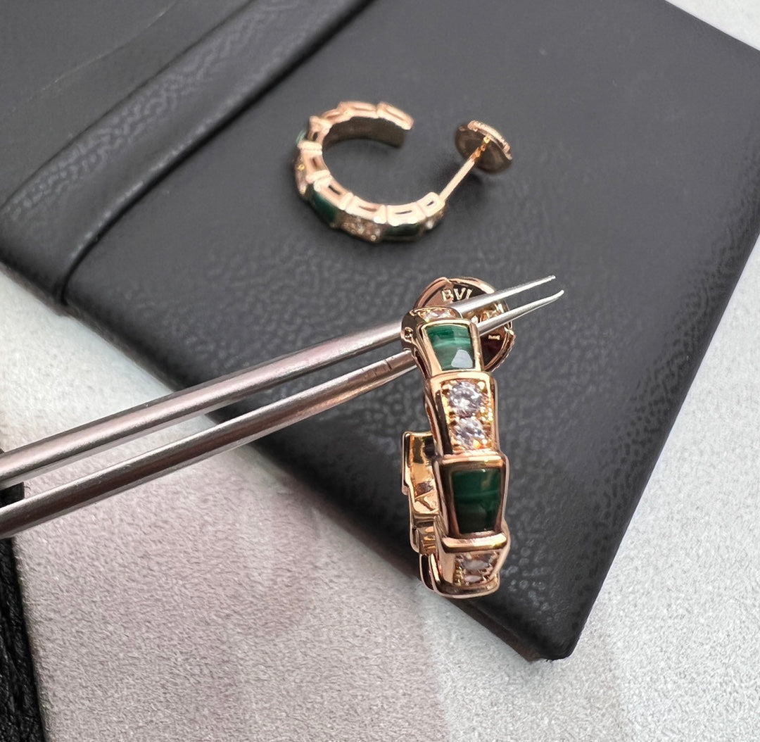 [Rose Jewels]SERPENTI MALACHITE PINK GOLD EARRINGS