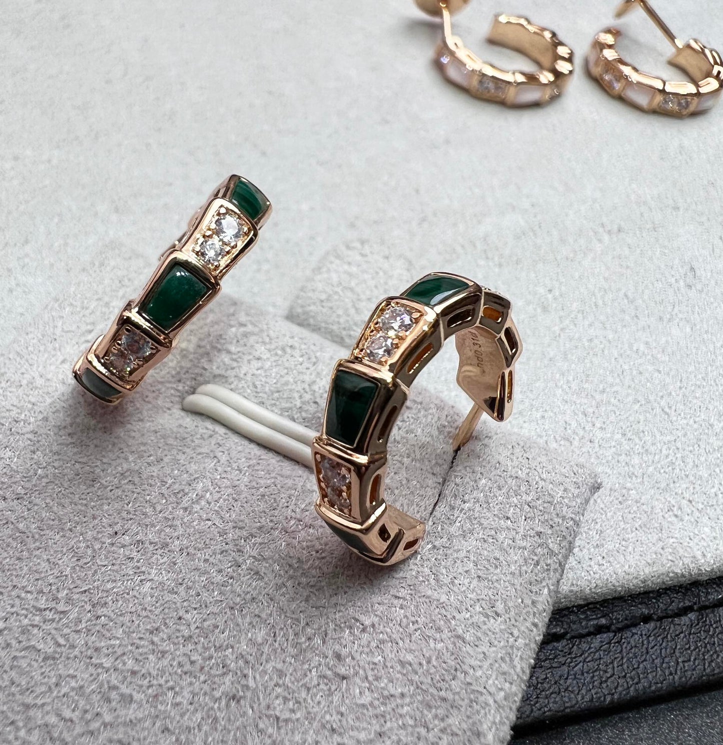 [Rose Jewels]SERPENTI MALACHITE PINK GOLD EARRINGS