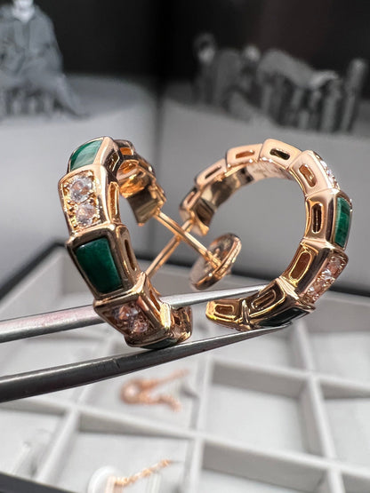 [Rose Jewels]SERPENTI MALACHITE PINK GOLD EARRINGS