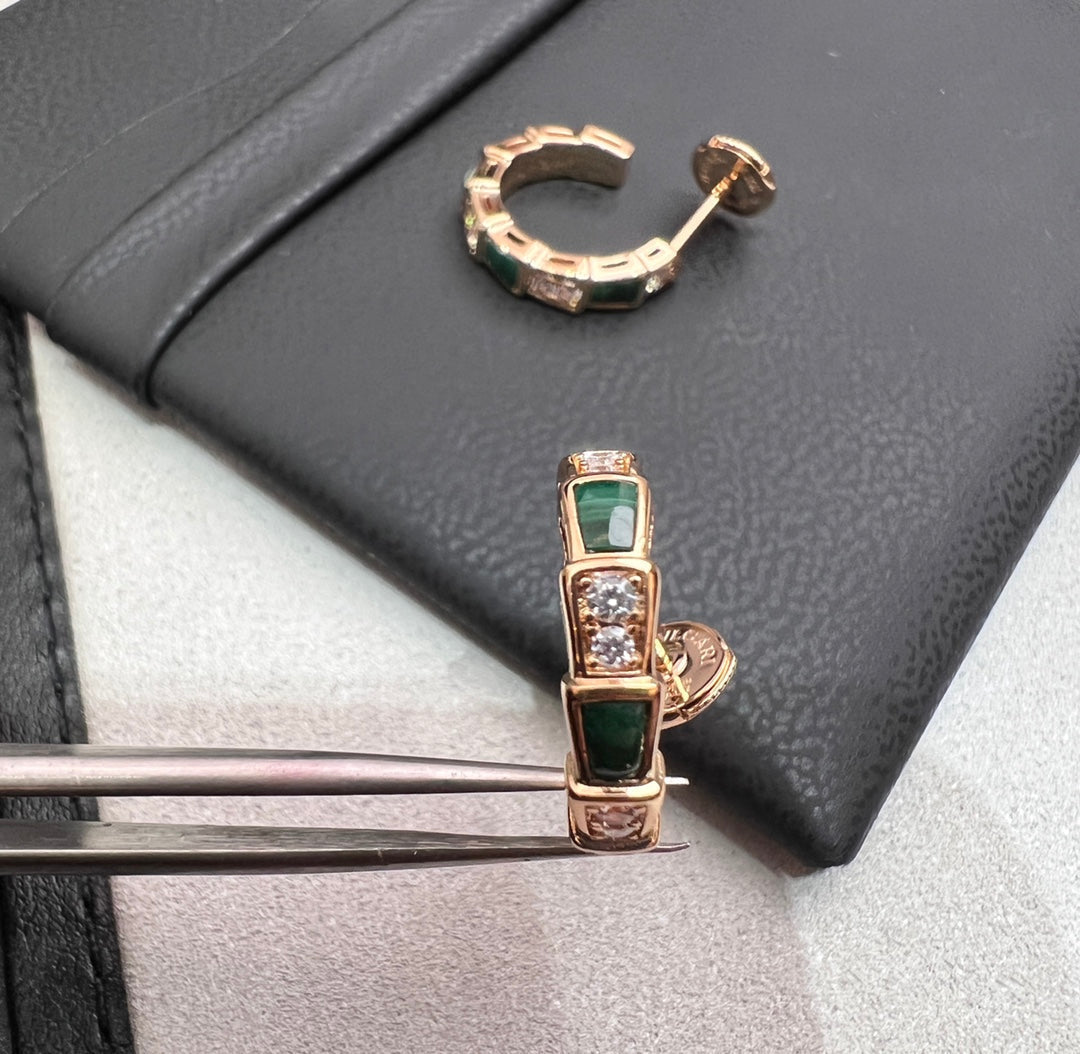 [Rose Jewels]SERPENTI MALACHITE PINK GOLD EARRINGS