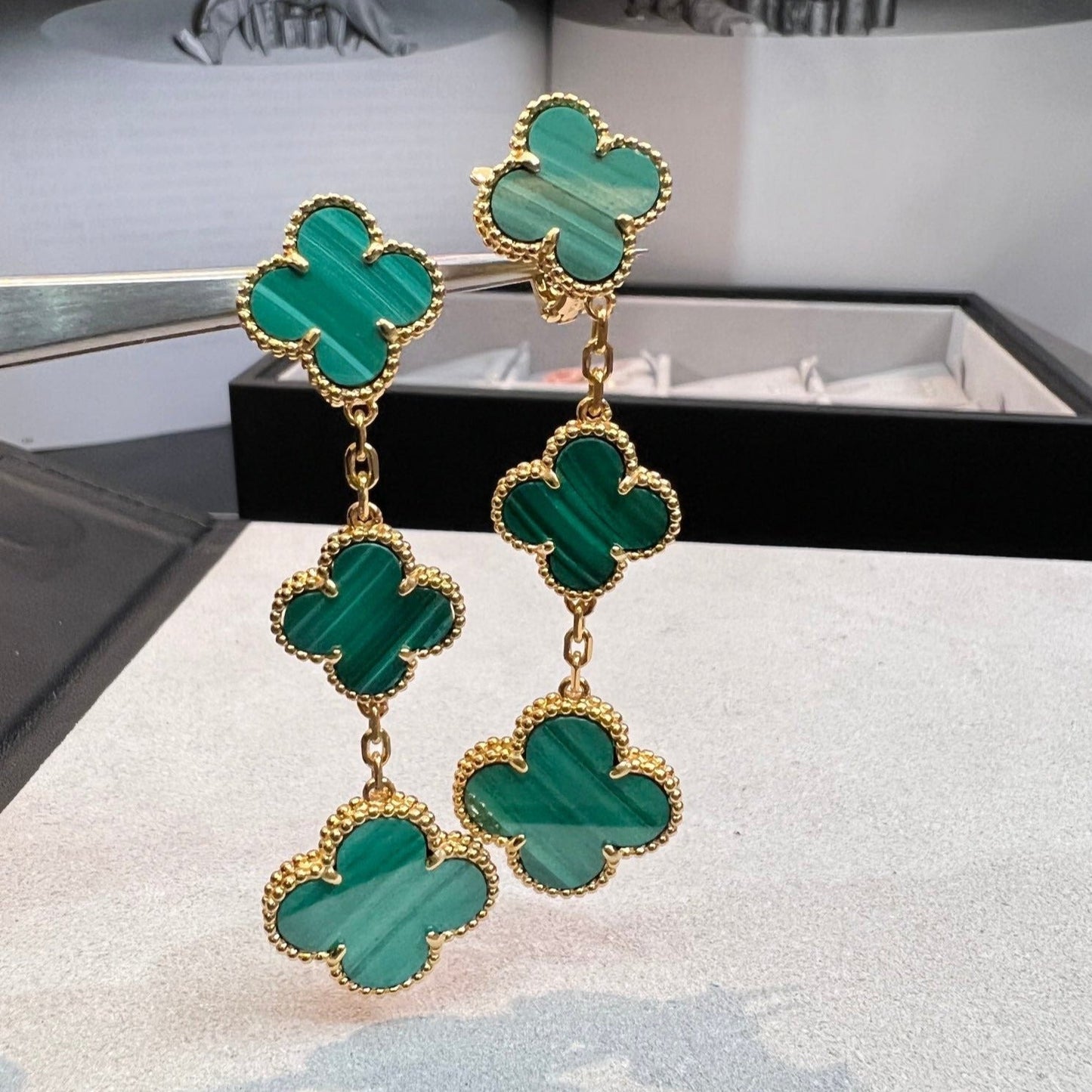 [ROSE]CLOVER MALACHITE 3 MOTIFS GOLD