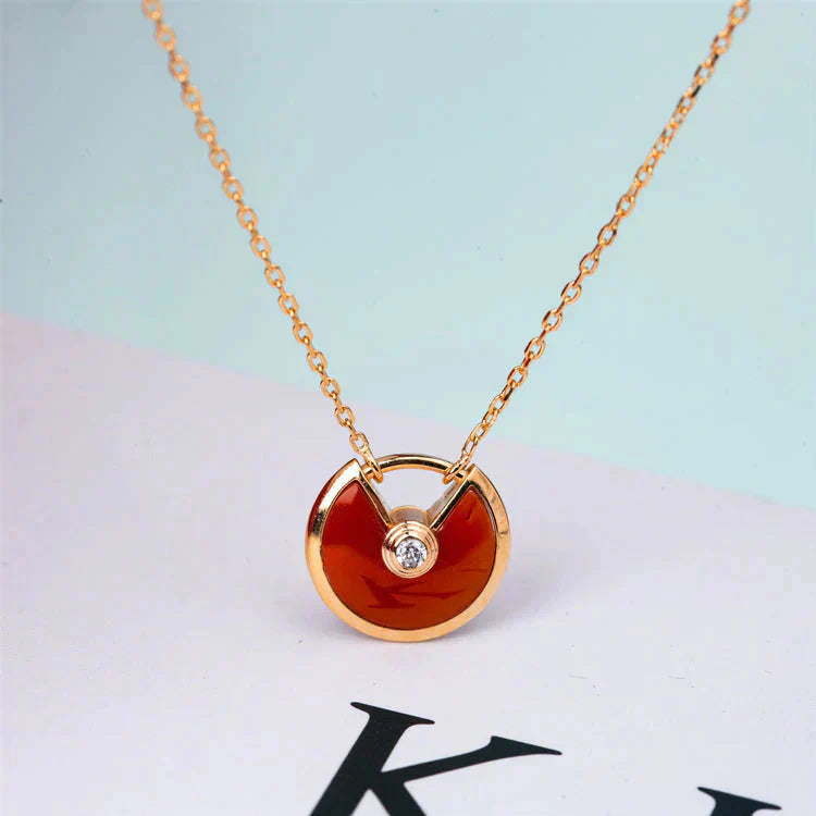 [ROSE]AMULETTE GOLD CARNELIAN ONYX NECKLACE