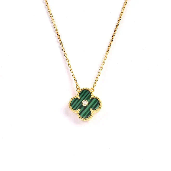 [ROSE]CLOVER 15MM DIAMOND TURQUOISE NECKLACE