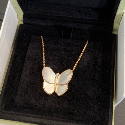 [ROSE]BUTTERFLY GOLD MOP DIAMOND NECKLACE