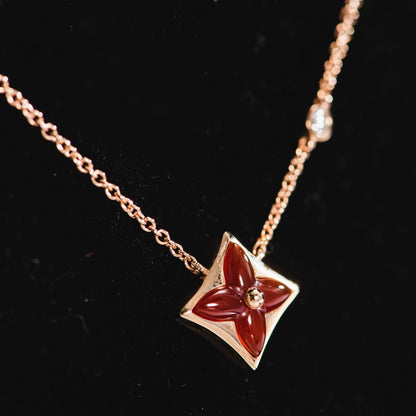 [Rose Jewels]STAR NECKLACE PINK GOLD 1 DIAMOND