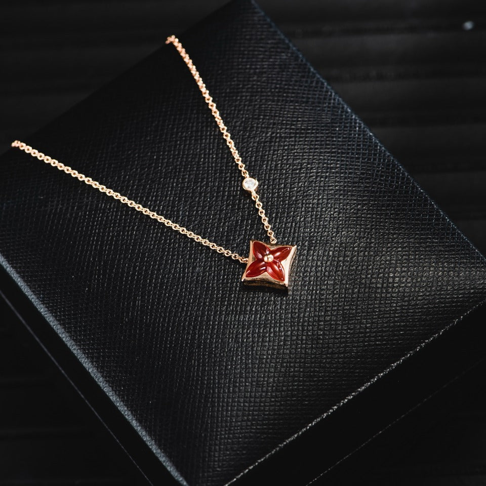 [Rose Jewels]STAR NECKLACE PINK GOLD 1 DIAMOND