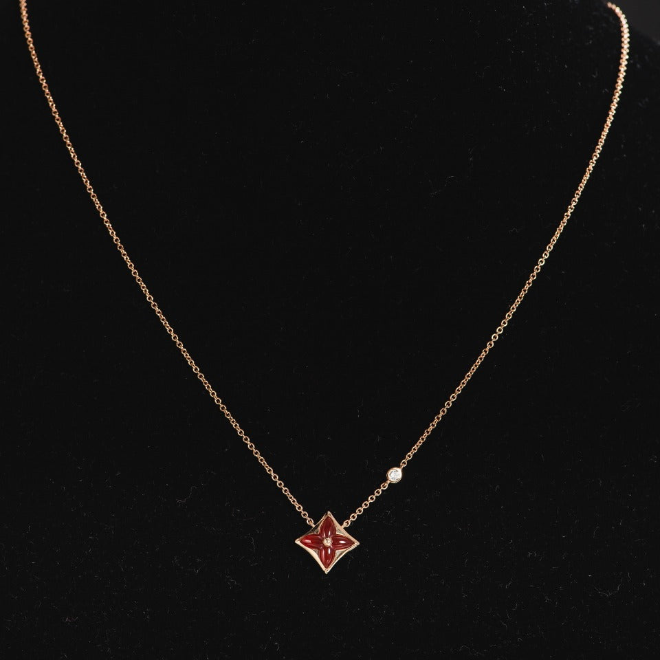 [Rose Jewels]STAR NECKLACE PINK GOLD 1 DIAMOND