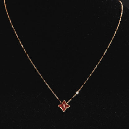 [Rose Jewels]STAR NECKLACE PINK GOLD 1 DIAMOND