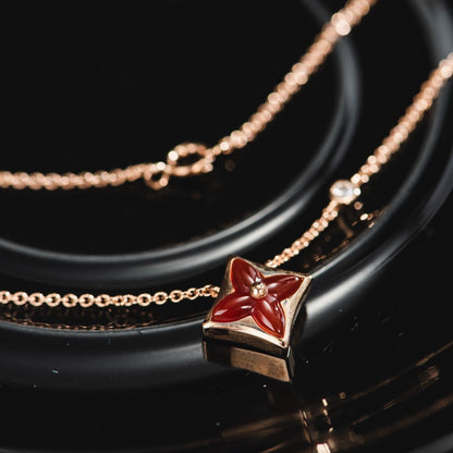 [Rose Jewels]STAR NECKLACE PINK GOLD 1 DIAMOND