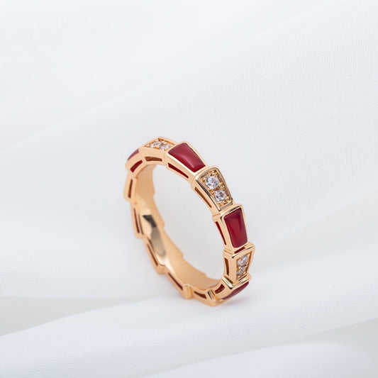 [Rose Jewels]SERPENTI RING ROTGOLD KARNEOL DIAMANT 3MM