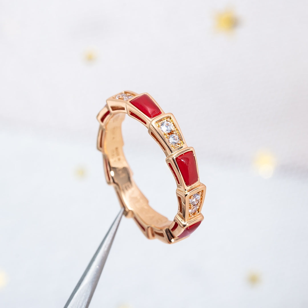 [Rose Jewels]SERPENTI RING ROTGOLD KARNEOL DIAMANT 3MM