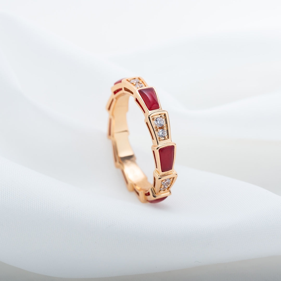 [Rose Jewels]SERPENTI RING ROTGOLD KARNEOL DIAMANT 3MM