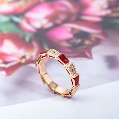 [Rose Jewels]SERPENTI RING ROTGOLD KARNEOL DIAMANT 3MM