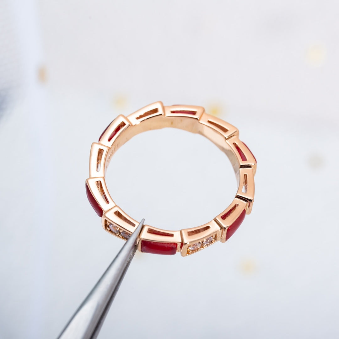 [Rose Jewels]SERPENTI RING ROTGOLD KARNEOL DIAMANT 3MM