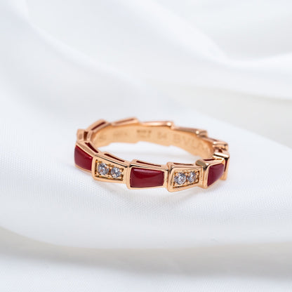 [Rose Jewels]SERPENTI RING ROTGOLD KARNEOL DIAMANT 3MM