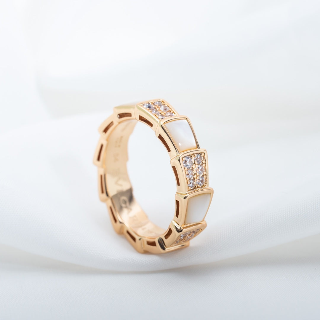 [Rose Jewels]SERPENTI RING ROSA GOLD MOP DIAMANT GEPAPERT 4MM