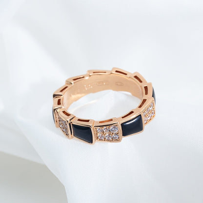 [Rose Jewels]SERPENTI RING ROSA GOLD SCHWARZ MOP DIAMANT GEPAPERT 4MM