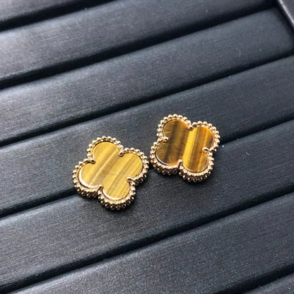 [ROSE]CLOVER MEDIUM 1 MOTIFS TIGER EYE EARRINGS