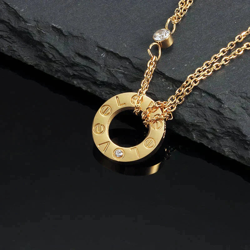 [ROSE]LOVE NECKLACE 16MM 2 DIAMONDS