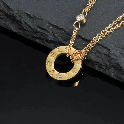 [ROSE]LOVE NECKLACE 16MM 2 DIAMONDS