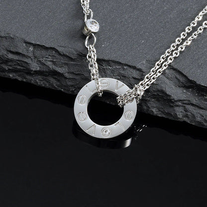 [ROSE]LOVE NECKLACE 16MM 2 DIAMONDS