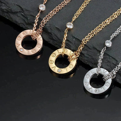 [ROSE]LOVE NECKLACE 16MM 2 DIAMONDS