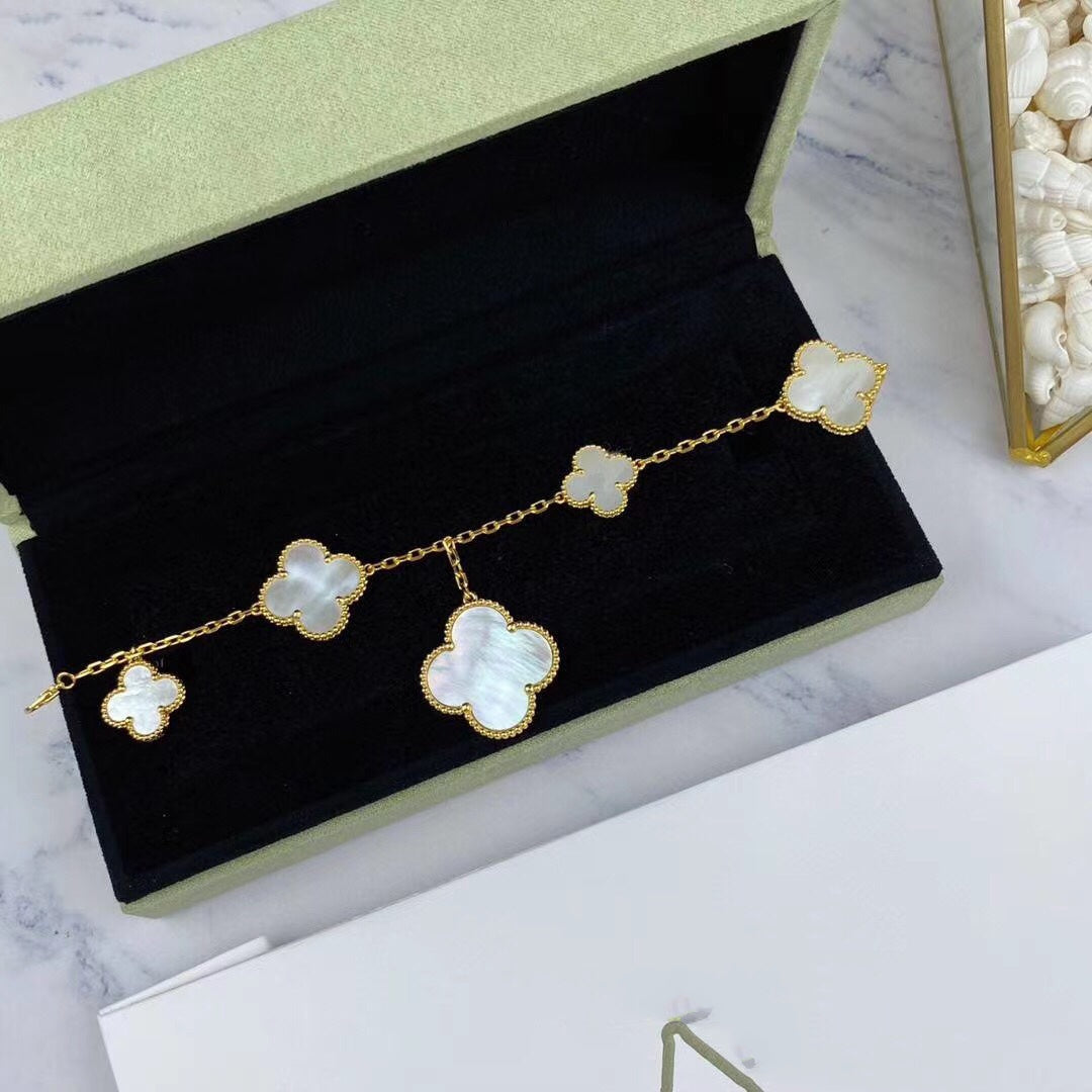 [ROSE]MAGIC CLOVER MOP GOLD BRACELET 5 MOTIFS