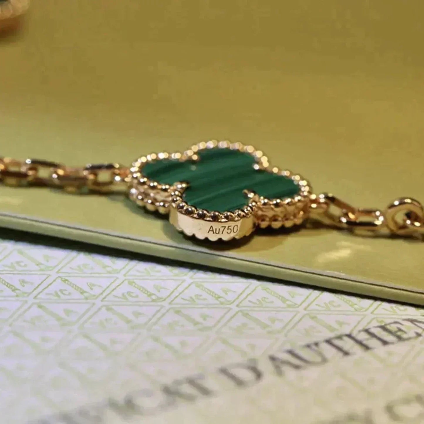 [ROSE]CLOVER 5 MOTIFS MALACHITE BRACELET