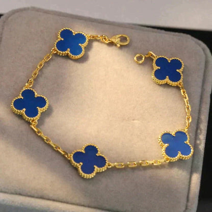 [ROSE]CLOVER 5 MOTIFS BLUE AGATE BRACELET