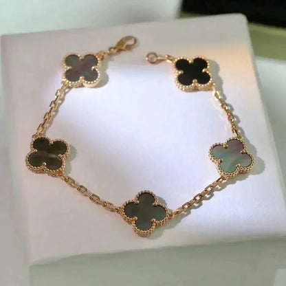 [ROSE]CLOVER 5 MOTIF GRAY MOP  BRACELET