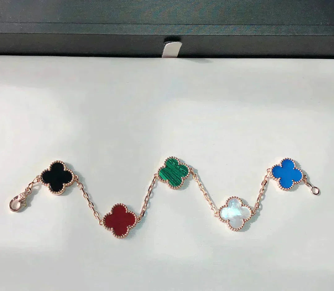 [ROSE]CLOVER 5 MOTIFS MULTICOLOR  BRACELET