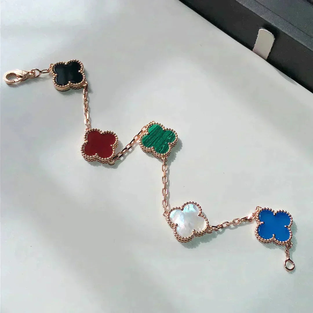 [ROSE]CLOVER 5 MOTIFS MULTICOLOR  BRACELET