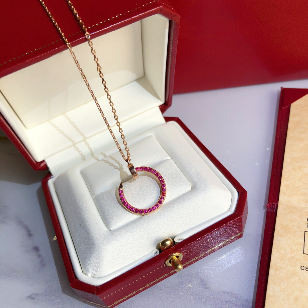 [ROSE]JUSTE NECKLACE GOLD RED DIAMONDS