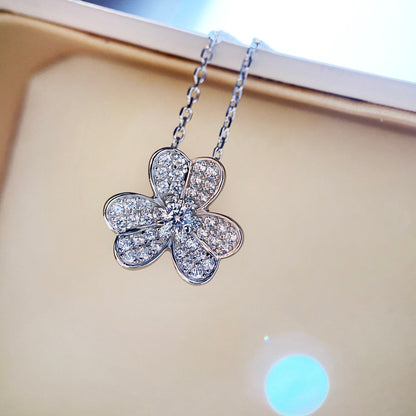 [ROSE]CLOVER DIAMOND NECKLACE SILVER