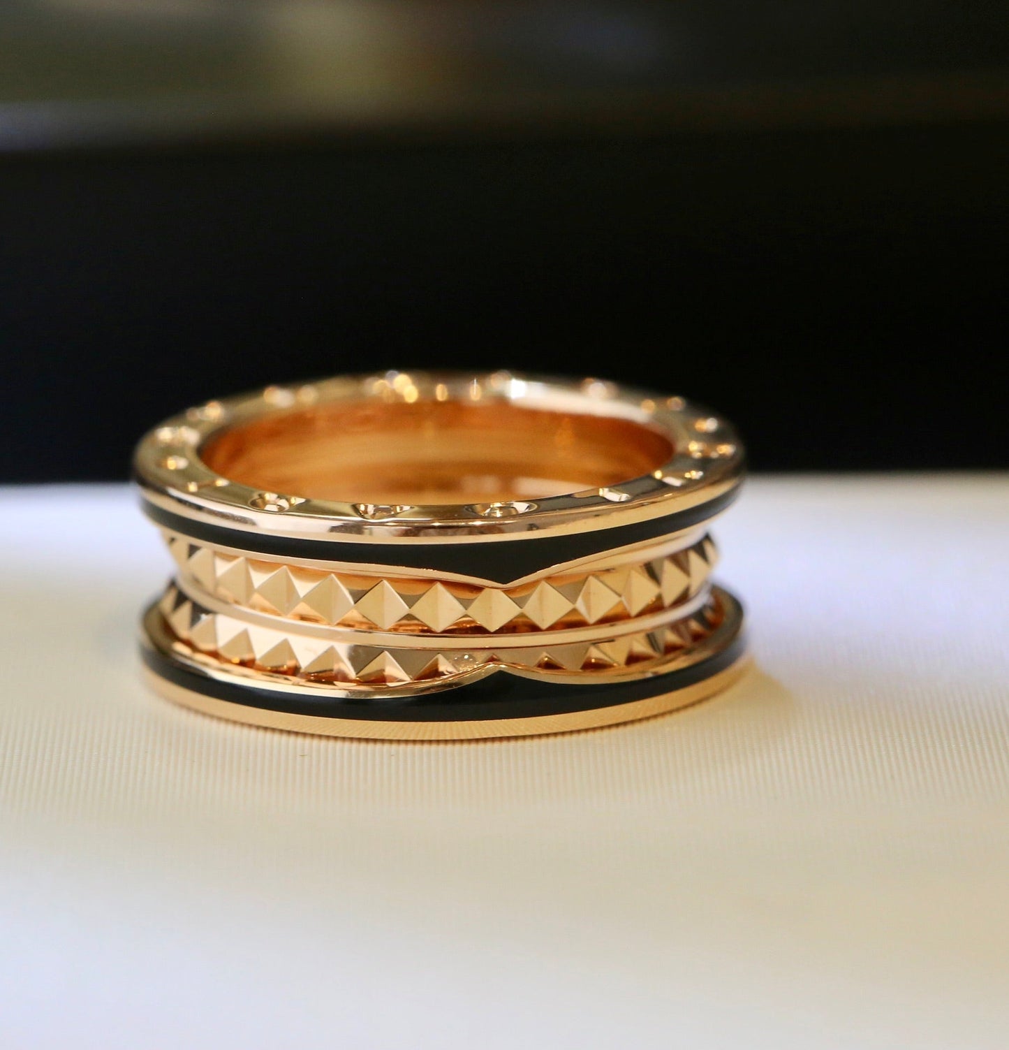 [Rose Jewels]ZERO 1 PINK GOLD BLACK CERAMIC RING