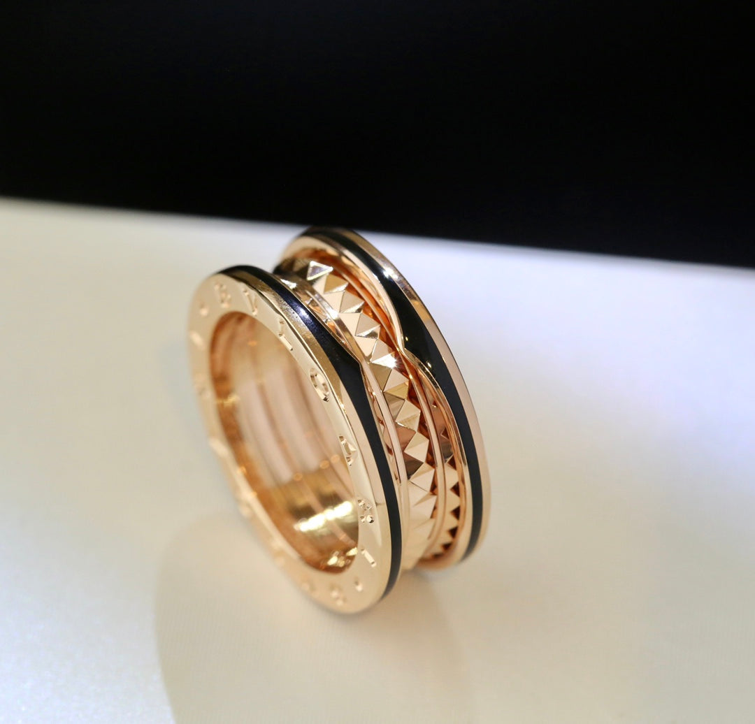 [Rose Jewels]ZERO 1 PINK GOLD BLACK CERAMIC RING