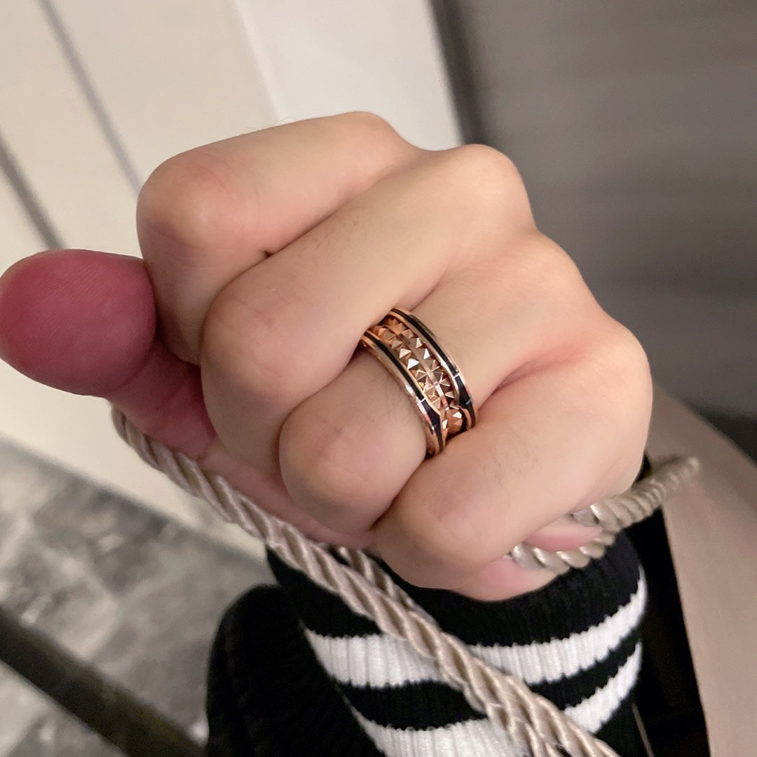 [Rose Jewels]ZERO 1 PINK GOLD BLACK CERAMIC RING