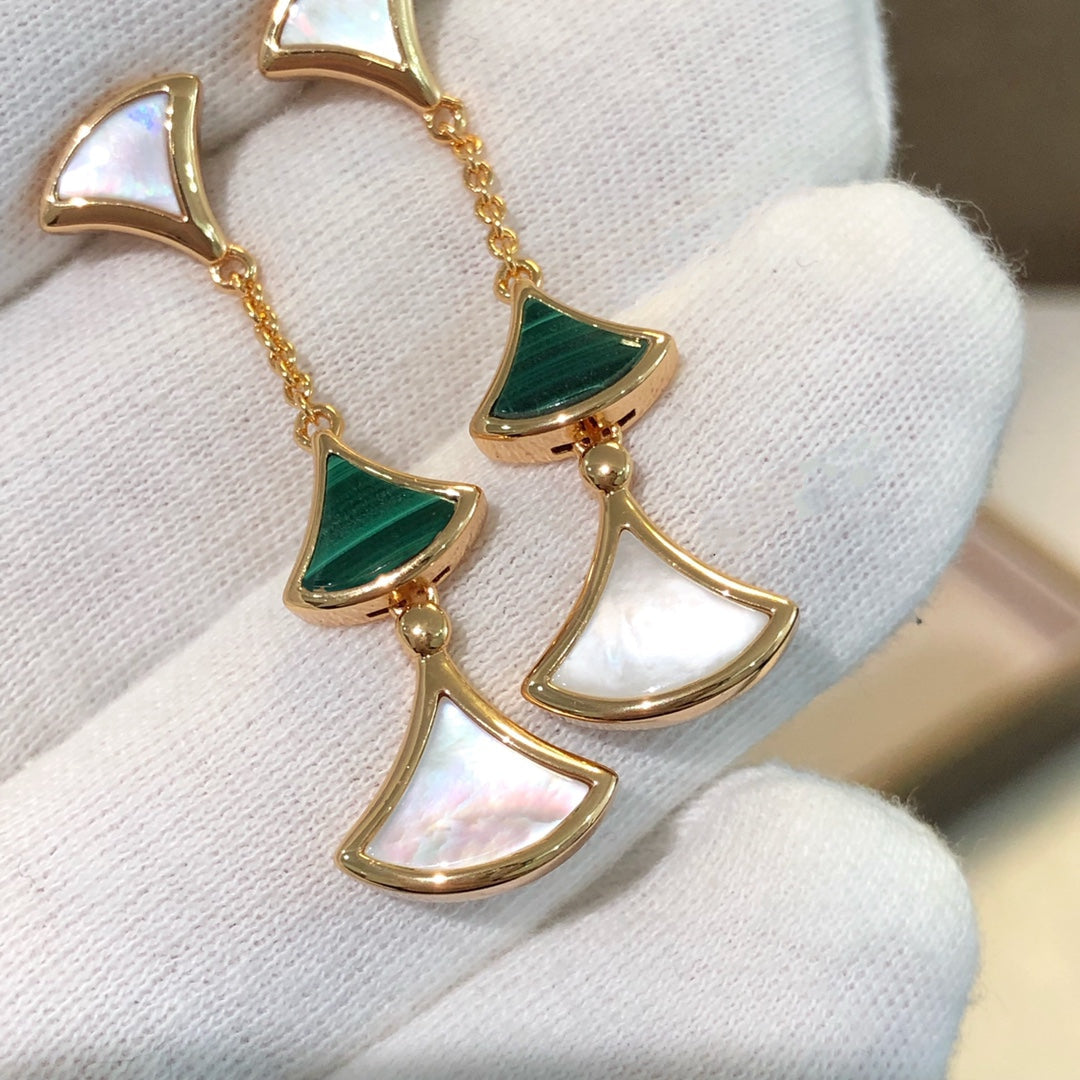 [Rose Jewels]DREAM EARRINGS 3 MOTIFS MALACHITE MOP PINK GOLD