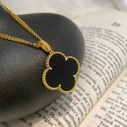 [ROSE]CLOVER 25MM NECKLACE GOLD ONYX