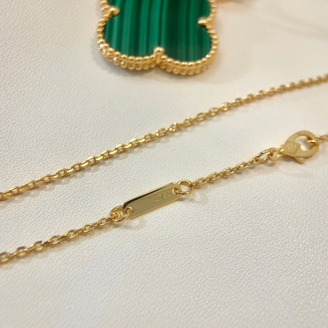 [ROSE]CLOVER 25MM MALACHITE GOLD NECKLACE