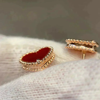 [ROSE]HEART CARNELIAN STUD EARRINGS