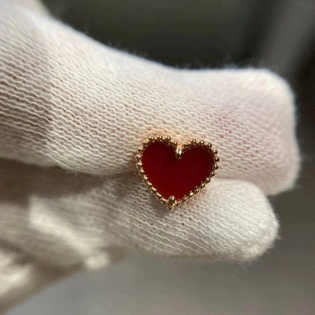 [ROSE]HEART CARNELIAN STUD EARRINGS