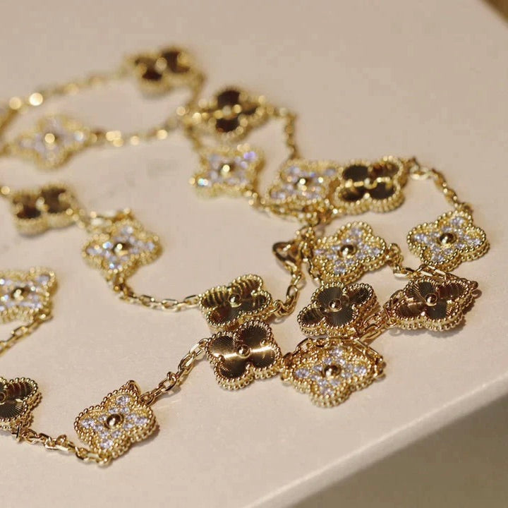 [ROSE]CLOVER 20 MOTIFS LASER DIAMOND NECKLACE